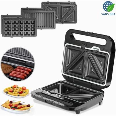 MONZANA Grill &eacute;lectrique 3en1 xxl 1000W appareil &agrave; sandwichs grill gaufrier 3 grils