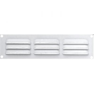 AUTOGYRE Grille d'a&eacute;ration alu  &agrave; persiennes avec moustiquaire blanche 180 x 50 mm