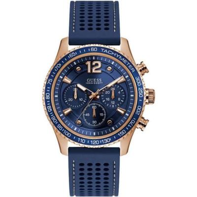 GUESS  Fleet Homme 44mm Bracelet Caoutchouc Bleu Quartz Montre W0971G3