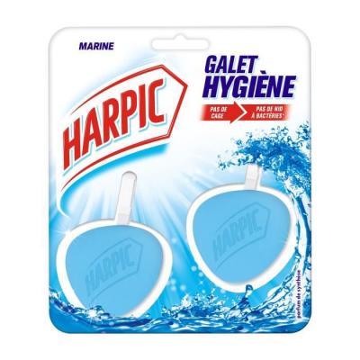 HARPIC  Pack de 2 Blocs Nettoyant WC Galet Hygi&egrave;ne Marine