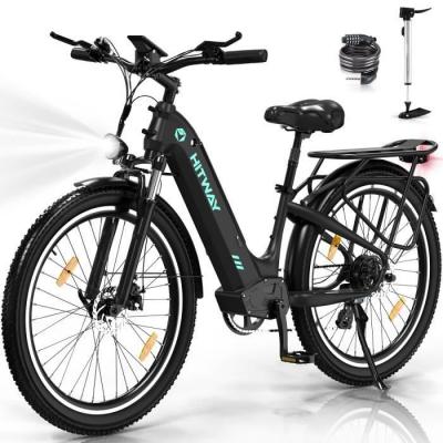 HITWAY  26X3.0 V&eacute;lo &Eacute;lectrique VAE 250W E-Bike Batterie Amovible 48V 18AH Shimano 7 Vitesse Noir 