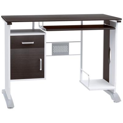 Bureau informatique design 100L x 52l x 75h cm brun noir et blanc