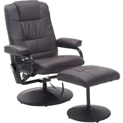 HOMCOM Fauteuil de relaxation massant avec repose-pied rev&ecirc;tement synth&eacute;tique chocolat