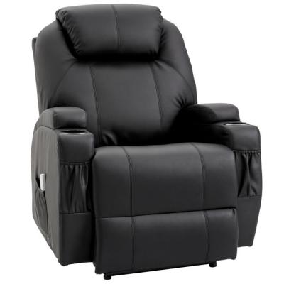 HOMCOM Fauteuil de Relaxation et Massage  - Noir - Inclinaison Dossier - Repose-Pied &eacute;lectrique