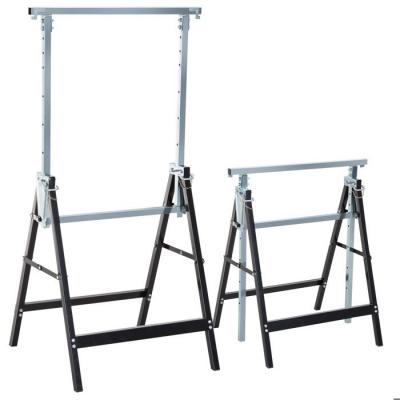HOMCOM Lot de 2 tr&eacute;teaux pliables t&eacute;lescopiques hauteur r&eacute;glable 80-130 cm noir