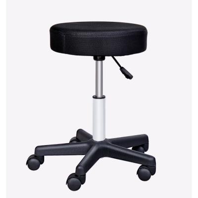 Tabouret massage &agrave; roulettes r&eacute;glable en hauteur pivotant - HOMCOM - Noir - Tissu - Confortable