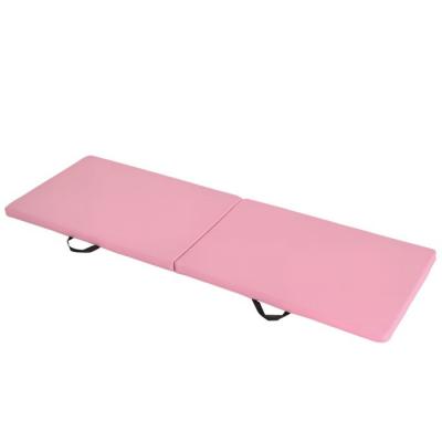 HOMCOM Tapis de gymnastique pliable -  - 180x60x5 cm - Pieds nus - Simili cuir - Rose