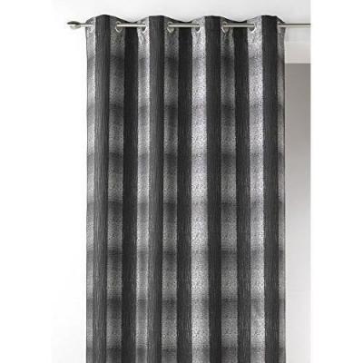Rideau en Jacquard Effet Quadrill&eacute; - Gris - 140 x 260 cm
