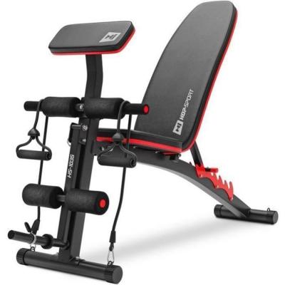 HS HOP SPORT Hop-Sport Banc de musculation inclinable HS-1035 avec Pupitre &agrave; biceps, Presse jambe et Extenseurs Banc d'entra&icirc;nement r&eacute;glable 