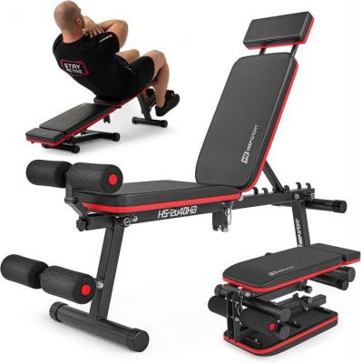HS HOP SPORT Hop-Sport Banc de musculation multifonction HS-2040HB, Banc d'entra&icirc;nement pliable avec dossier r&eacute;glable (0&deg; &agrave; 85&deg;), Appui-t&ecirc;te ajustable, Charge 150 kg 