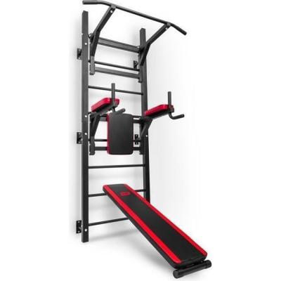 HS HOP SPORT Hop-Sport Chaise Romaine Multifonction HS-1008K, Barres Murales de Gymnastique avec Station &agrave; Dips, Barre de Traction et Banc d'entra&icirc;nement Abdominal 
