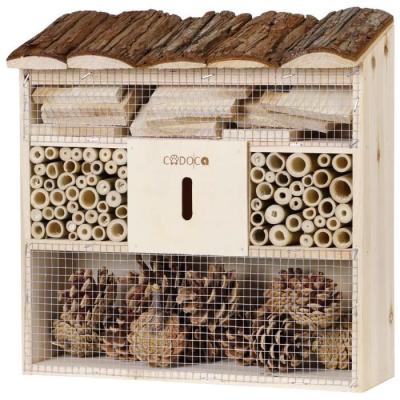 CADOCA Hotel &agrave;&nbsp;insectes en bois naturel 30,5x9,5x31cm