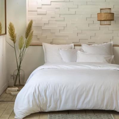 HOME COLLECTION Parure de couette coton percale unie Blanc 240x260cm - Blanc