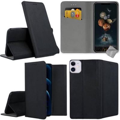 HTDMOBILES Housse etui coque pochette portefeuille pour Apple iPhone 12 Mini + film ecran - NOIR MAGNET -