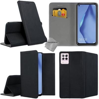 HTDMOBILES Housse etui coque pochette portefeuille pour Huawei P40 Lite + film ecran - NOIR MAGNET -