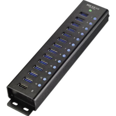 RENKFORCE Hub USB 3.0  13 ports bo&icirc;tier en aluminium, pour montage mural, avec port de charge ra