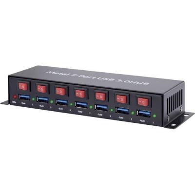 RENKFORCE  7 Port USB 3.0-Hub Metallboite, einzeln schaltbar, pour Montage mural noir