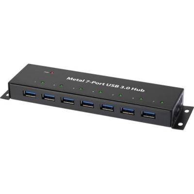 RENKFORCE  7 Port USB 3.0-Hub pour Montage mural, Metallbo&icirc;te noir