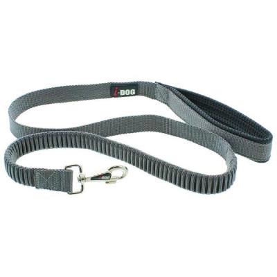  I DOG Laisse Confort - L 120 cm - Noir et gris - Pour chien