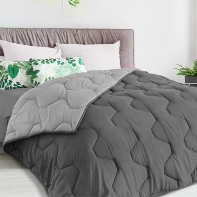 IDMARKET  - Couette 220x240 CM Abby Bicolore Gris Clair et Gris 300 GR