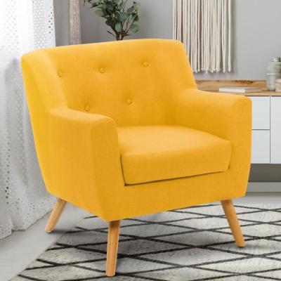 IDMARKET  - Fauteuil scandinave liv en tissu jaune moutarde - Jaune