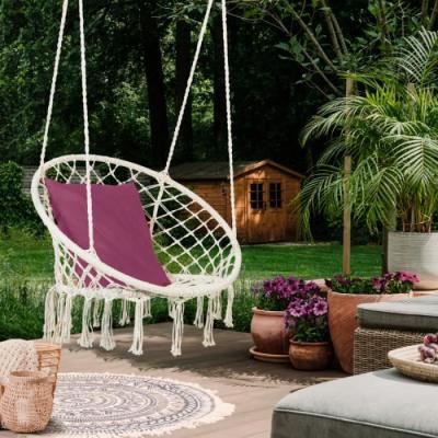 IDMARKET  - Hamac Chaise Suspendue boh&egrave;me 1 Personne Design macram&eacute;