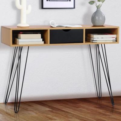 Idmarket - Console vintage noemi 1 tiroir bois pied &eacute;pingle - Naturel