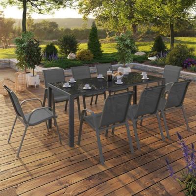 IDMARKET Ensemble de jardin madrid table 190 cm et 8 chaises empilables