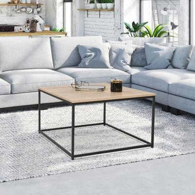 Table basse DETROIT carr&eacute;e 70 cm design industriel 