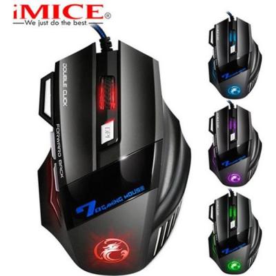 IMICE Souris de jeu filaire -  - X7 - 7 boutons - 2400 DPI - LED optique - Noir 