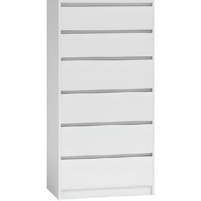 IRIS T6 - Commode de chambre 6 tiroirs - 139x70x43cm - Meuble de Blanc 