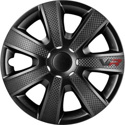 AUTOSTYLE Jeu d':enjoliveurs de roue VR 16 pouces noir / look carbone / logo