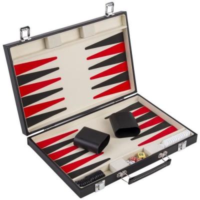  Backgammon rouge et noir - 36 cm x 36 cm x 5 cm
