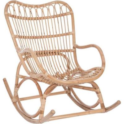 HELLIN Fauteuil &agrave; Bascule Rocking Chair en Rotin Naturel