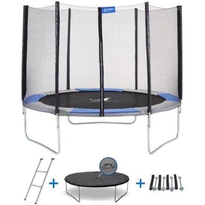 KANGUI Trampoline Rond &Oslash; 300cm Avec Filet, &Eacute;chelle, B&acirc;che Et Kit Ancrage - Ralli 300