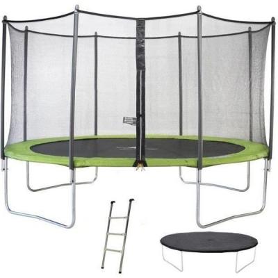 KANGUI Trampoline TWIN &Oslash; 430cm - Vert - avec filet, &eacute;chelle, couverture de protection
