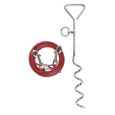 KERBL  Chien Laisse d&rsquo;Attache avec Ancrage Spirale 6 m Rouge