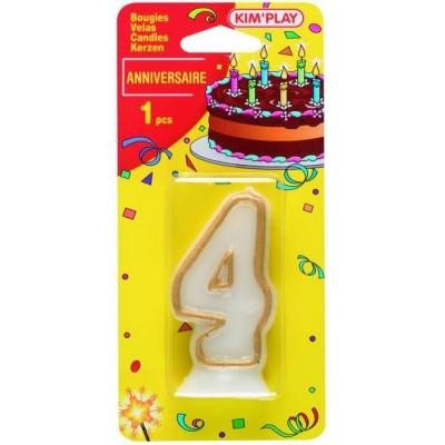 WDK  Partner - COU604 - D&eacute;coration de g&acirc;teau - Bougie Chiffre 4