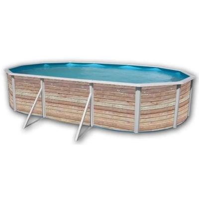 TOI Kit Piscine hors sol acier  - Pinus - 640 x 366 x 132 cm - Ovale (Livr&eacute;e avec kit complet Piscine Filtre Skimmer et &eacute;chelle) 
