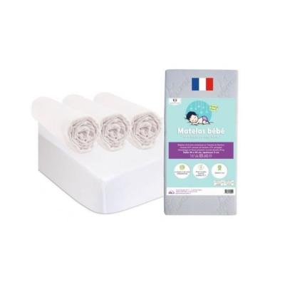EASY DORT Matelas 40x90 + 3 draps housse + 2 al&egrave;ses coton bio