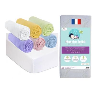 EASY DORT Bbla - Matelas 70x140 + 6 Draps housse Multi + 2 Al&egrave;ses Coton