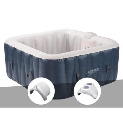 INFINITE SPA Kit spa gonflable Champion carr&eacute; Bulles 6 places + 2 appuie-t&ecirc;tes + Porte verre