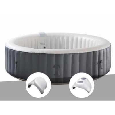 INFINITE SPA Kit spa gonflable  Xtra rond Bulles 8 places + 2 appuie-t&ecirc;tes + Porte verre
