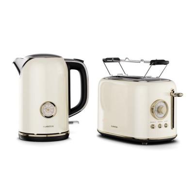 KLARSTEIN  victoria ensemble grille-pain, bouilloire &eacute;lectrique 1,7l 2200w cr&egrave;me