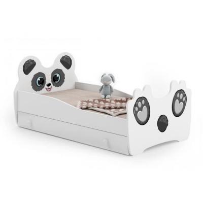 1001JOUETS Lit simple enfant - motif panda 160x80cm + tiroir de rangement - avec matelas