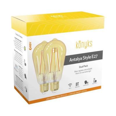 KONYKS Pack de 2 ampoules Vintage E27 Wi-Fi + Bluetooth Antalya Style