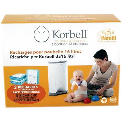 KORBELL Recharges &agrave; couches x3 pour poubelle 15l 