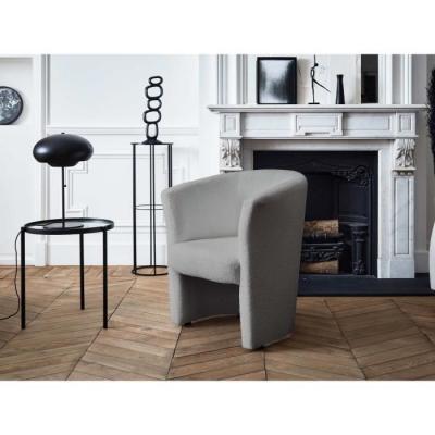 BEST MOBILIER Kori - fauteuil cabriolet - en tissu bouclette tendance - Gris clair