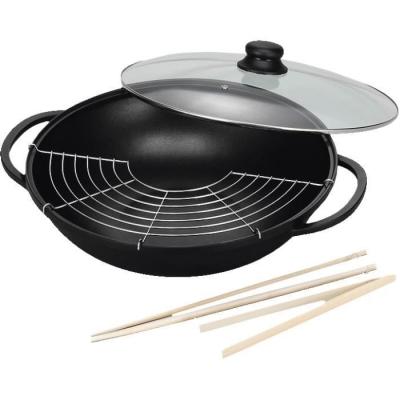 KRAOEGER Kr&uuml;ger Set Wok Couvercle Verre 36 cm