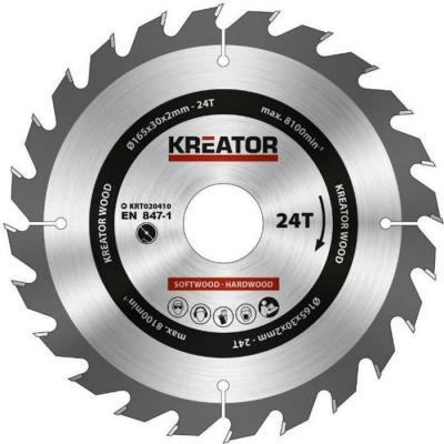 Kreator - Lame de scie circulaire &agrave; carbure 24 dents 165 mm